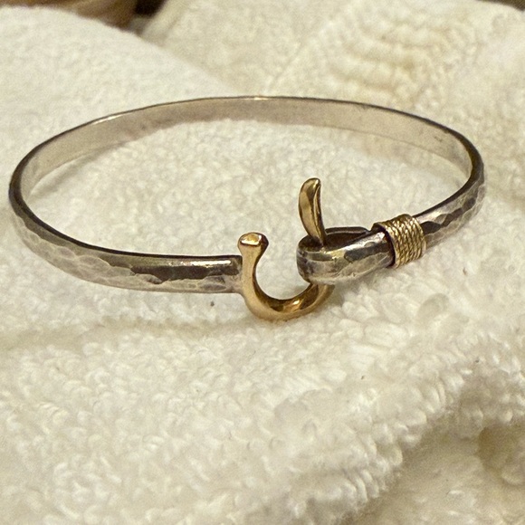 Tom Krall St. John Hook Bracelet Sterling Silver & 14K Yellow Gold
